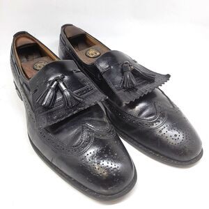 Allen Edmonds "COLFAX" Mens Black Leather Kilted Tassel Loafers Size US 14 A